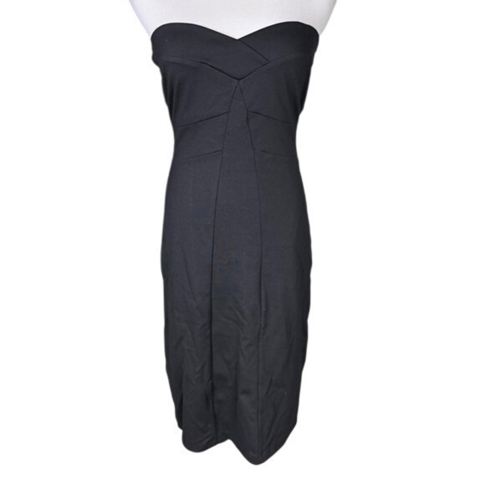NWT MNG Mango Women's Black Strapless Sweetheart Sheath Dress Midi Size M